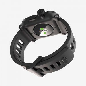 Чехол-ремешок для Apple Watch - LunaTik EPIK 2 черный поликарбонат + черный силиконовый ремешок