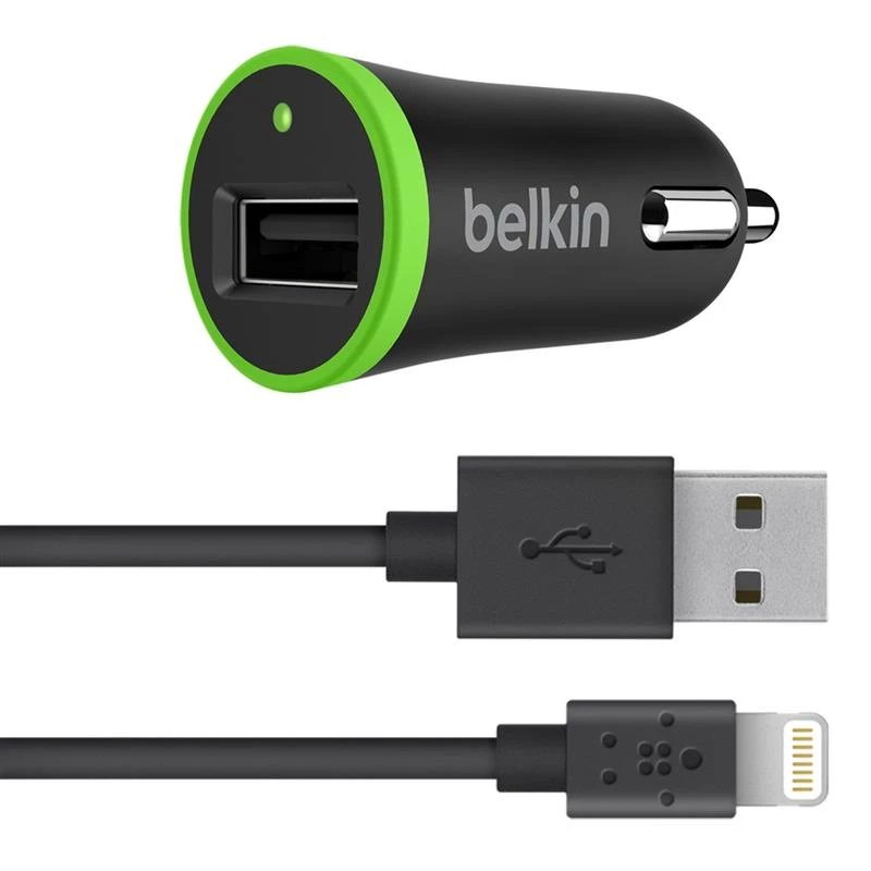 Автомобильное зарядное устройство Belkin USB MicroCharger 12V + кабель LIGHTNING 8 pin, черное