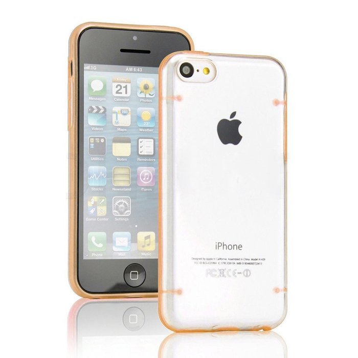 Чехол-накладка для Apple iPhone 5C - Transparent Plastic & TPU Combo оранжевый