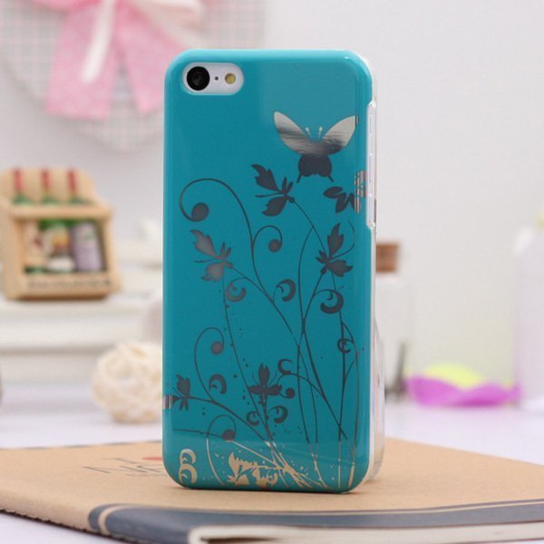 Чехол с рисунком Butterfly Pattern голубой для iPhone 5C