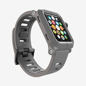 Чехол-ремешок для Apple Watch - LunaTik EPIK 2 серый поликарбонат + серый силиконовый ремешок
