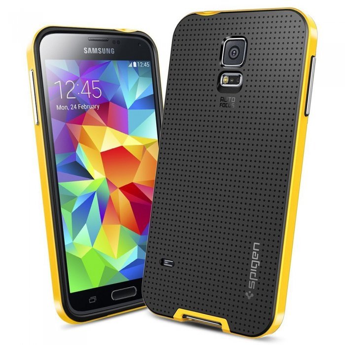 Чохол-накладка Samsung Galaxy S5 - SGP Neo Hybrid жовтий + чорний