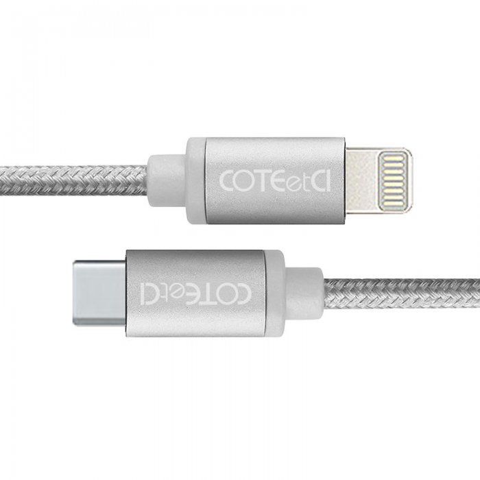 Кабель COTEetCI M38 Type-C to Lightning Cable 1.2м, серебристый