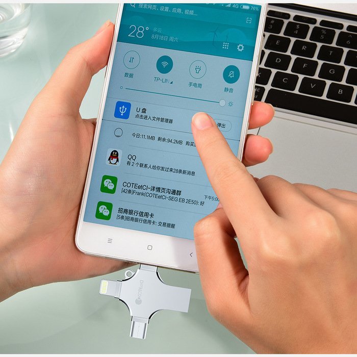 Флеш пам'ять Coteetci 4-in-1 Zinc Alloy iUSB 64Gb