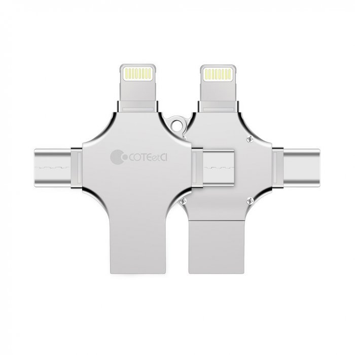 Флеш память Coteetci 4-in-1 Zinc Alloy iUSB 128Gb