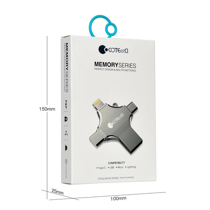 Флеш пам'ять Coteetci 4-in-1 Zinc Alloy iUSB 64Gb