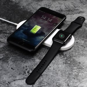 Беспроводное зарядное устройство Coteetci для Apple Watch и iPhone белое