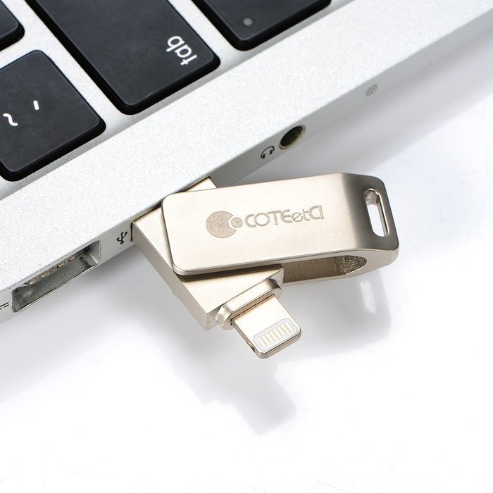 Флеш пам'ять COTEetCI iUSB Civilian Version U2 для iPhone, iPad, ємністю 16Гб, золота