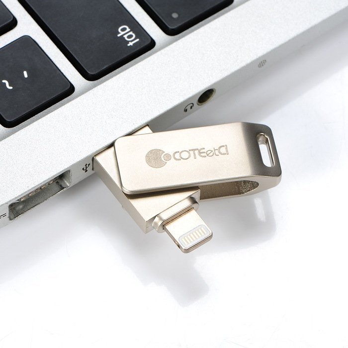 Флеш память COTEetCI iUSB для iPhone, iPad, Android емкостью 32Гб, золотистый