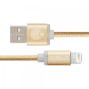 Кабель Lightning Coteetci M30i 3м,золотистый для iPhone/iPad/iPod