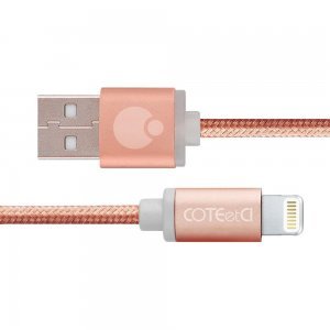 Кабель Lightning Coteetci M30i 3м, розовое золото для iPhone/iPad/iPod