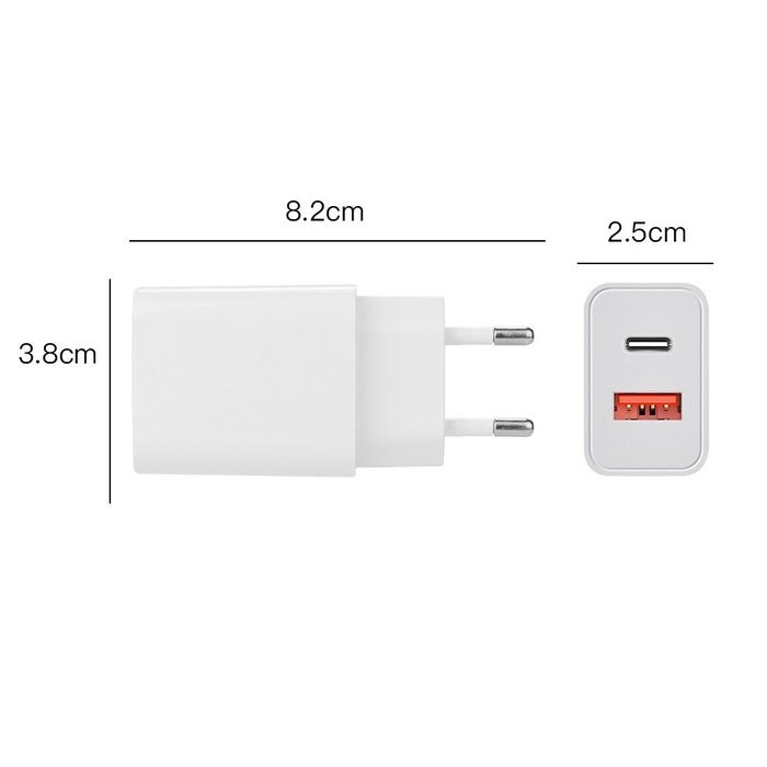 Сетевое зарядное устройство COTEetCI Smart Charger PD 20W QC3.0 (USB-A&Type-C) белое Сетевое зарядное устройство COTEetCI Smart Charger PD 20W QC3.0 (USB-A&Type-C) белое