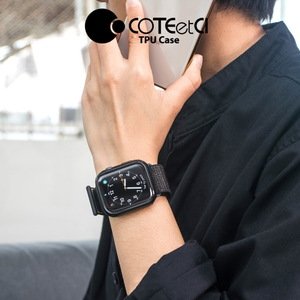 Силиконовый чехол Coteetci TPU Case чёрный для Apple Watch 4/5/6/SE 44mm
