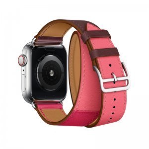Ремешок Coteetci W36 Long бордовый + розовый для Apple Watch 42/44/45mm