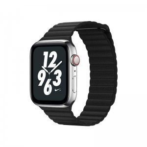 Ремешок Coteetci W7 Leather Magnet Band чёрный для Apple Watch 42/44/45/49mm
