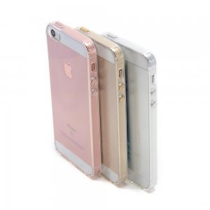 Силиконовый чехол Coteetci Airbag розовое золото + прозрачный для iPhone 5/5S/SE