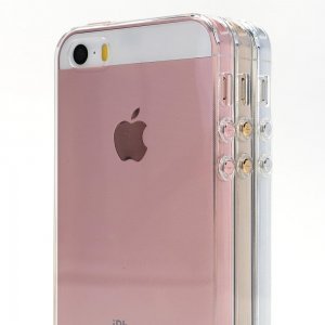 Силиконовый чехол Coteetci Airbag розовое золото + прозрачный для iPhone 5/5S/SE