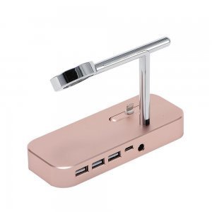 Док-станция Coteetci Base Hub B18 для iPhone с 3 USB, Type-C розовое золото