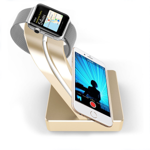 Док-станція e7 stand AL золотиста для Apple Watch, iPhone 5/5S/5S/6/6 Plus