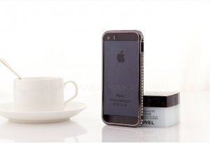 Бампер со стразами Diamond Crystal черный для iPhone 5/5S/SE