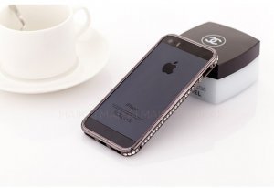 Бампер со стразами Diamond Crystal черный для iPhone 5/5S/SE