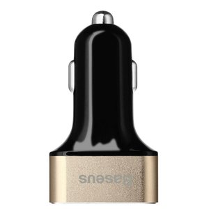 Автомобільний зарядний пристрій Baseus Smart voyage 3 USB, 5.2 Amp, золотистий + чорний