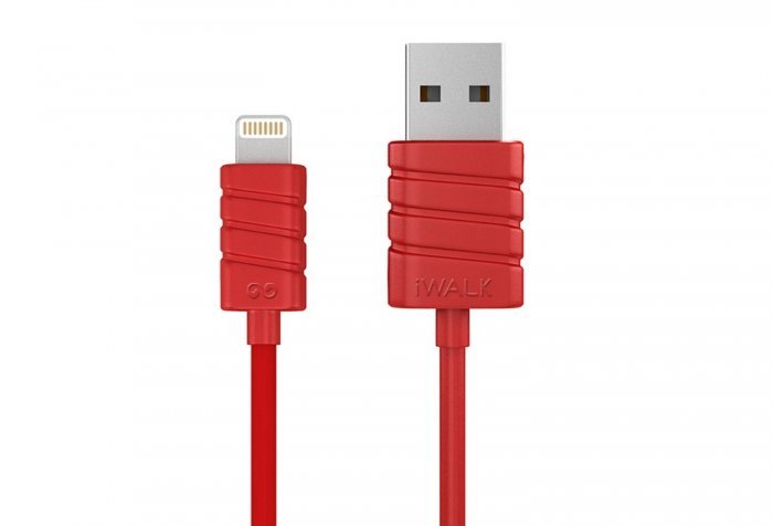 Кабель Lightning для Apple iPhone/iPad/iPod - iWalk Twister 1м, красный