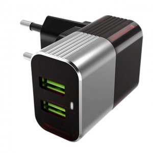 Мережевий зарядний пристрій H'MASTON Pro Adaptive Travel Charger H2206 2xUSB сіре