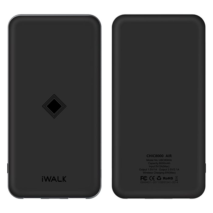 Зовнішній бездротовий акумулятор iWalk Chic Air 8000mAh чорний (уцінка W)
