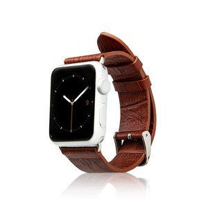 Ремешок для Apple Watch 38/40 мм - Jisoncase Genuine cow crocodile leather коричневый