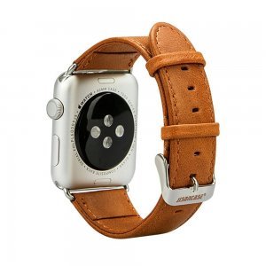 Ремешок Jisoncase Genuine leather Vintage коричневый для Apple Watch 42/44/45/49 мм