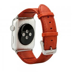 Ремешок Jisoncase Genuine leather Vintage красный для Apple Watch 42/44/45/49 мм