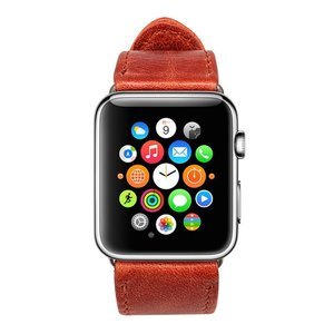Ремешок Jisoncase Genuine leather Vintage красный для Apple Watch 42/44/45/49 мм