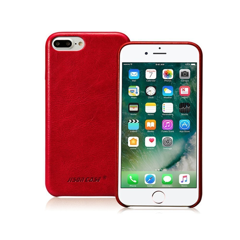 Кожаный чехол Jisoncase Vintage Genuine handmade красный для iPhone 8 Plus/7 Plus