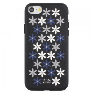 Кожаный чехол Luna Aristo Daisies чёрный для iPhone 7 Plus/8 Plus
