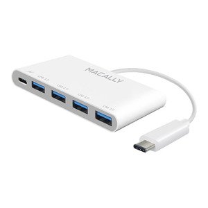 Хаб Macally для USB-C 3.1 порта на 4 USB-A 3.0 порта с зарядным USB-C 3.1 портом, белый (UC3HUB4C)