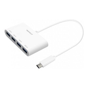 Хаб Macally для USB-C 3.1 порта на 4 USB-A 3.0 білий (UCHUB4)