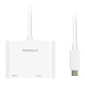 Адаптер Macally з USB-C 3.1 на VGA та HDMI 4K білий (UCVH4K)