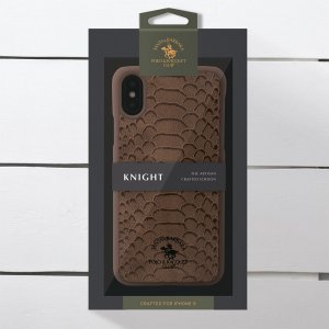 Кожаный чехол Polo Knight коричневый для iPhone X/XS