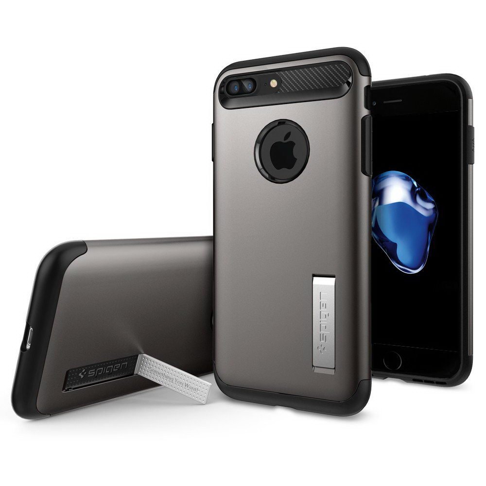 Защитный чехол с подставкой Spigen Slim Armor серый для iPhone 8 Plus/7 Plus