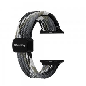 Нейлоновий ремінець Switcheasy Candy Braided чорний + сірий для Apple Watch 44/45/46/49mm (SAW459237BY24)