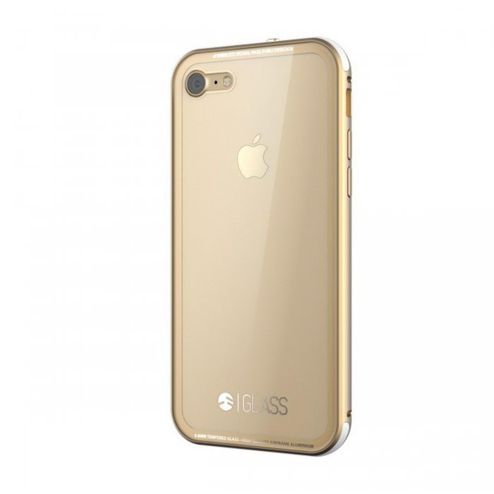 Стеклянный чехол SwitchEasy Glass прозрачный + золотой для iPhone 8/7/SE 2020