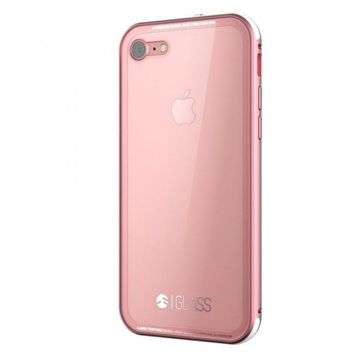 Скляний чохол SwitchEasy Glass прозорий + рожевий для iPhone 8/7/SE 2020