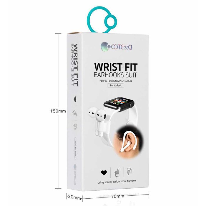 Набор креплений Coteetci Sports Wrist Fit белый для Apple AirPods Набор креплений Coteetci Sports Wrist Fit белый для Apple AirPods