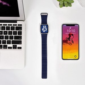 Ремешок Coteetci W7 Leather Magnet Band синий для Apple Watch 38/40/41mm