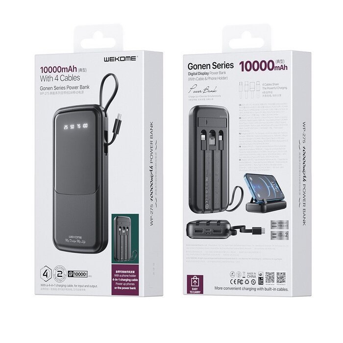 Внешний аккумулятор Wekome Gonen 10000mAh чёрный (WP-275) Внешний аккумулятор Wekome Gonen 10000mAh чёрный (WP-275)