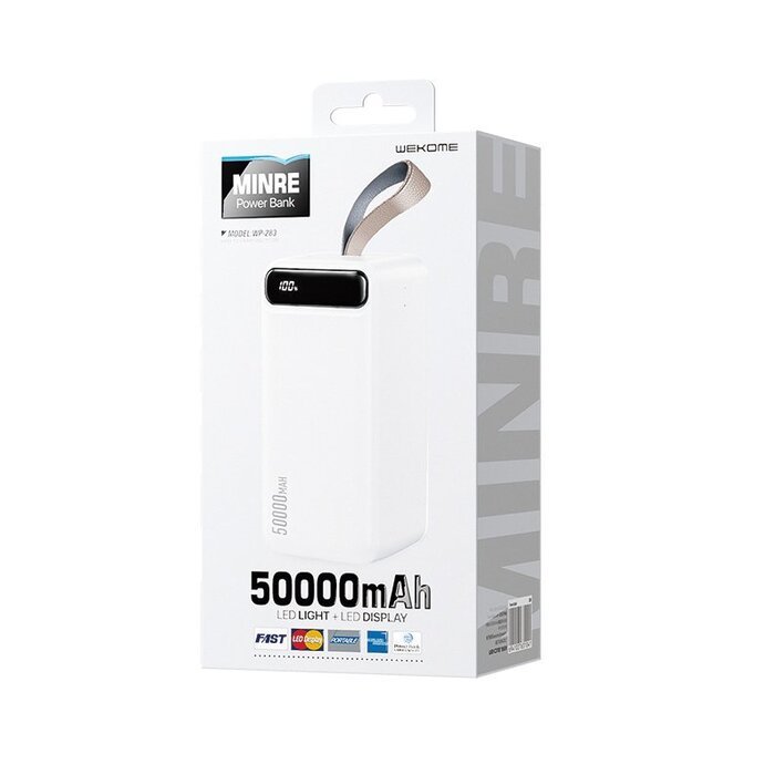 Зовнішній акумулятор Wekome Minre Digital Display 50000mAh білий (WP-283) Зовнішній акумулятор Wekome Minre Digital Display 50000mAh білий (WP-283)