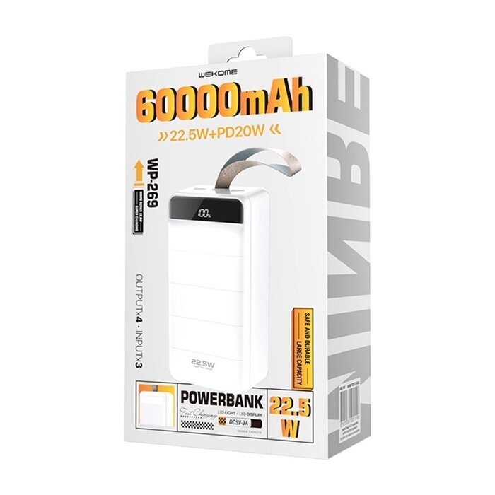 Зовнішній акумулятор Wekome Minre Digital Display 60000mAh білий (WP-269) Зовнішній акумулятор Wekome Minre Digital Display 60000mAh білий (WP-269)