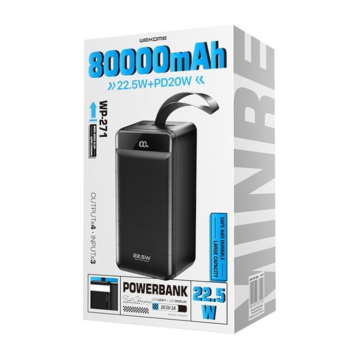 Зовнішній акумулятор Wekome Minre Digital Display 80000mAh чорний (WP-271) Зовнішній акумулятор Wekome Minre Digital Display 80000mAh чорний (WP-271)