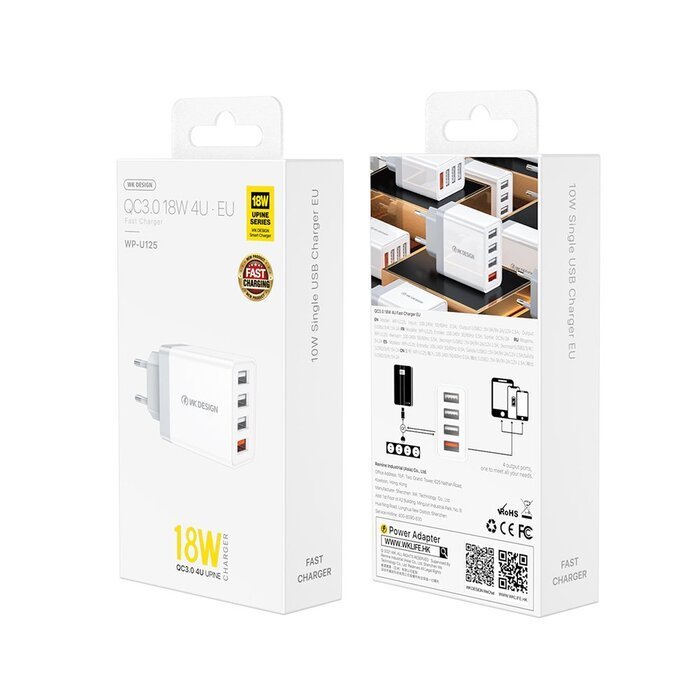 Зарядний пристрій WK Design 4USB Charger (QC3.0) 18W (WP-U125) Зарядний пристрій WK Design 4USB Charger (QC3.0) 18W (WP-U125)